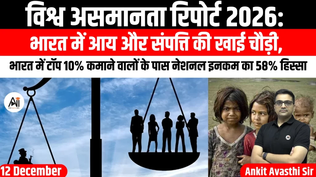 विश्व असमानता रिपोर्ट 2026: भारत में आय और संपत्ति की खाई चौड़ी, भारत में टॉप 10% कमाने वालों के पास नेशनल इनकम का 58% हिस्सा