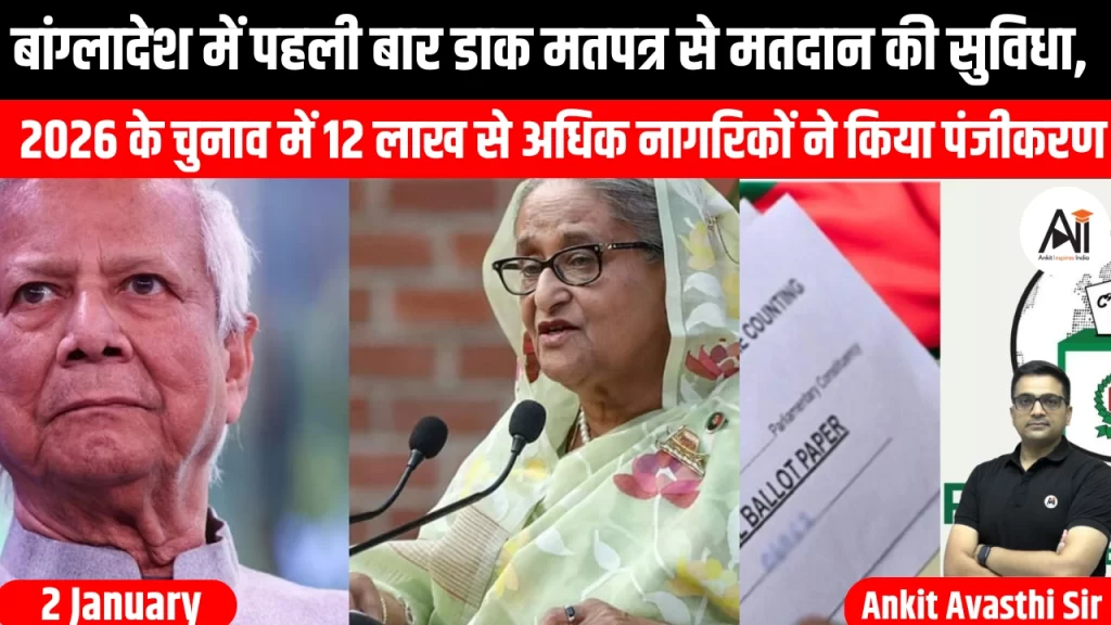 बांग्लादेश में पहली बार डाक मतपत्र से मतदान की सुविधा, 2026 के चुनाव में 12 लाख से अधिक नागरिकों ने किया पंजीकरण