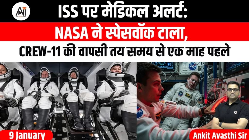 ISS पर मेडिकल अलर्ट: NASA ने स्पेसवॉक टाला, Crew-11 की वापसी तय समय से एक माह पहले