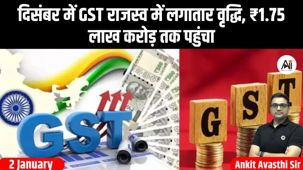 दिसंबर में GST राजस्व में लगातार वृद्धि, ₹1.75 लाख करोड़ तक पहुंचा