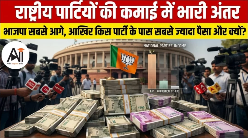 राष्ट्रीय पार्टियों की कमाई में भारी अंतर, भाजपा सबसे आगे, आखिर किस पार्टी के पास सबसे ज्यादा पैसा और क्यों?