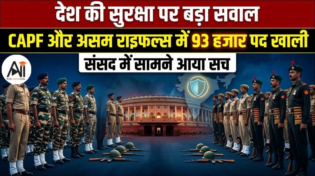देश की सुरक्षा पर बड़ा सवाल: CAPF और असम राइफल्स में 93 हजार पद खाली, संसद में बताया सच