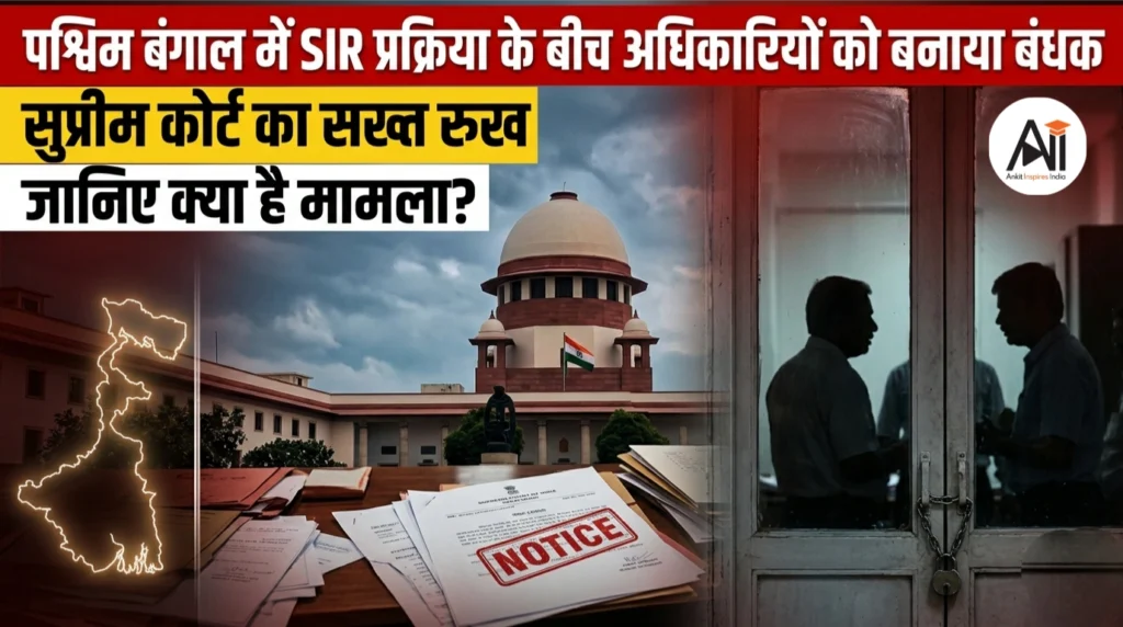पश्चिम बंगाल में SIR प्रक्रिया के बीच अधिकारियों को बनाया बंधक, सुप्रीम कोर्ट का सख्त रुख, जानिए क्या है मामला?