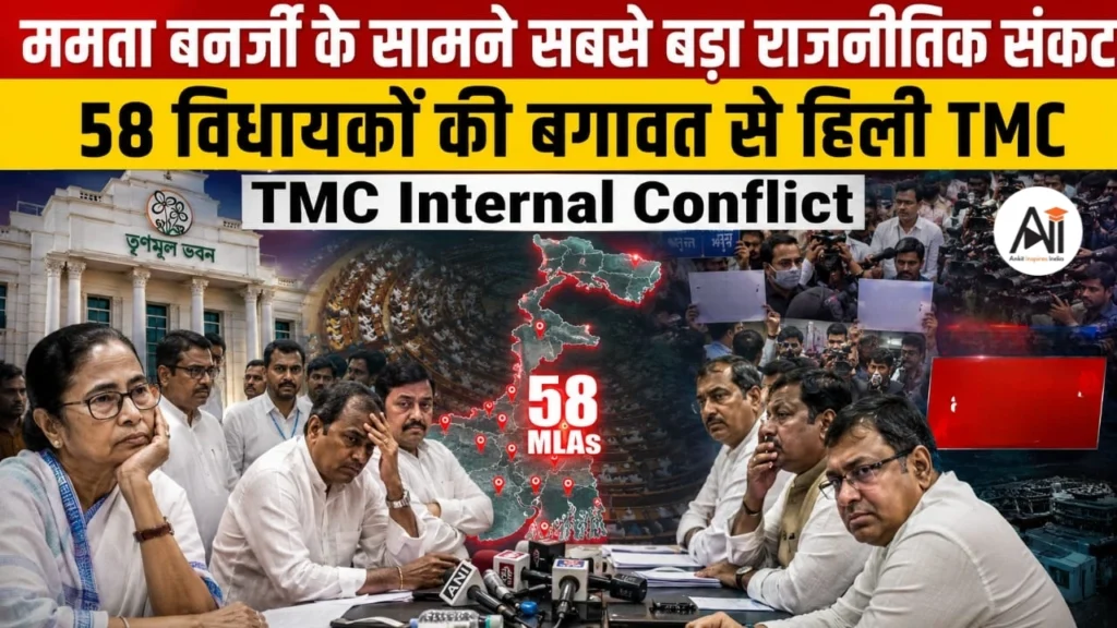TMC Internal Conflict: ममता बनर्जी के सामने सबसे बड़ा राजनीतिक संकट – 58 विधायकों की बगावत से हिली TMC